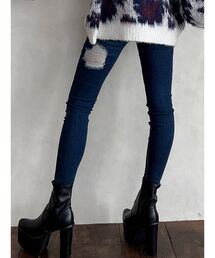 GYDA | ミドルウエスト BOTH RIPPED スキニーデニムパンツ(デニムパンツ)