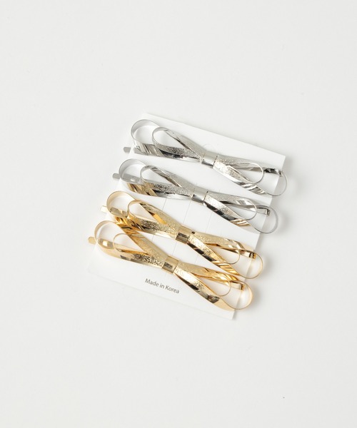 one after another NICE CLAUP(ワンアフターアナザーナイスクラップ)の「メタルリボンピン(2個セット)(ヘアピン・レディース・シルバー/ゴールド・FREE)」の2枚目の写真