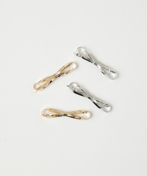 one after another NICE CLAUP(ワンアフターアナザーナイスクラップ)の「メタルリボンピン(2個セット)(ヘアピン・レディース・シルバー/ゴールド・FREE)」の5枚目の写真