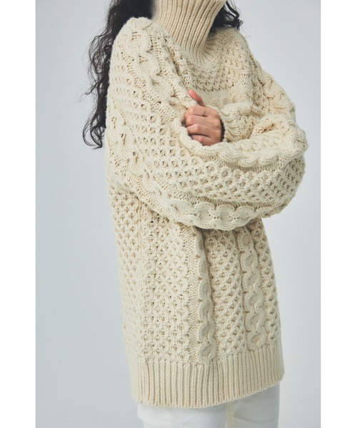 THEATRE PRODUCTS（シアタープロダクツ）の「ハニカム柄ニットプルオーバー（ニット/セーター・レディース・ブラック/ホワイト・FREE）」の2枚目の写真