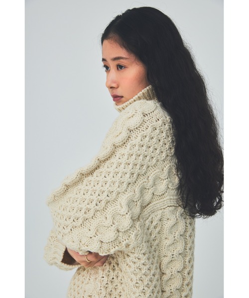 THEATRE PRODUCTS（シアタープロダクツ）の「ハニカム柄ニットプルオーバー（ニット/セーター・レディース・ブラック/ホワイト・FREE）」の8枚目の写真