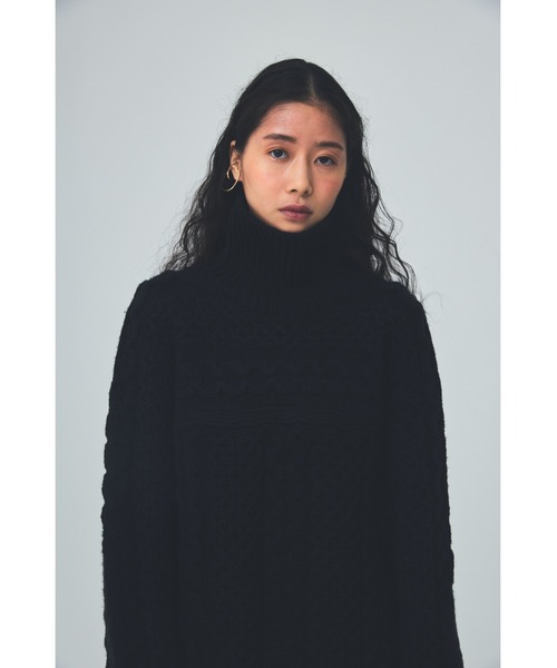 THEATRE PRODUCTS（シアタープロダクツ）の「ハニカム柄ニットプルオーバー（ニット/セーター・レディース・ブラック/ホワイト・FREE）」の9枚目の写真