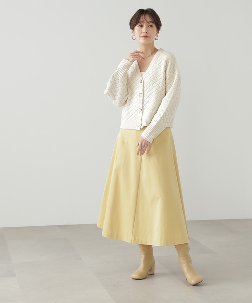 N.（N. Natural Beauty Basic）（エヌエヌナチュラルビューティーベーシック）の「◆ダイヤジャガードカーディガン（カーディガン/ボレロ・レディース・クリーム/ライラック/グリーン・MEDIUM）」の8枚目の写真