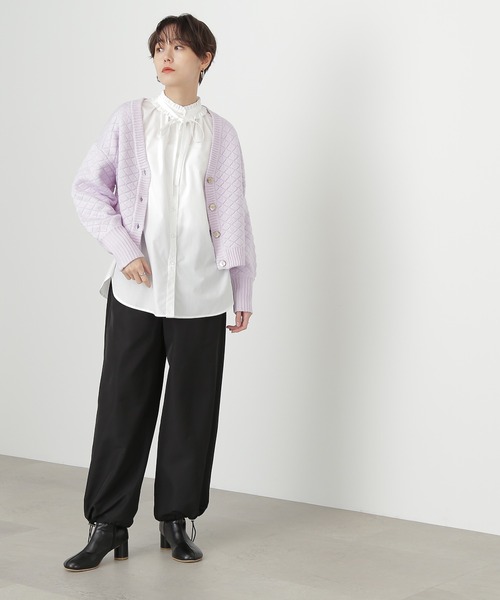 N.（N. Natural Beauty Basic）（エヌエヌナチュラルビューティーベーシック）の「◆ダイヤジャガードカーディガン（カーディガン/ボレロ・レディース・クリーム/ライラック/グリーン・MEDIUM）」の12枚目の写真