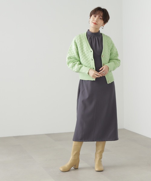 N.（N. Natural Beauty Basic）（エヌエヌナチュラルビューティーベーシック）の「◆ダイヤジャガードカーディガン（カーディガン/ボレロ・レディース・クリーム/ライラック/グリーン・MEDIUM）」の11枚目の写真