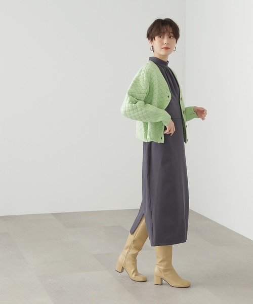 N.（N. Natural Beauty Basic）（エヌエヌナチュラルビューティーベーシック）の「◆ダイヤジャガードカーディガン（カーディガン/ボレロ・レディース・クリーム/ライラック/グリーン・MEDIUM）」の6枚目の写真