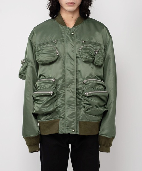 MYne（マイン）の「MYne マイン / Zip Pocket MA-1 ジップポケットMA-1ブルゾン ビッグシルエット / G09BL012（MA-1・メンズ・ブラック/カーキ・LARGE）」の13枚目の写真