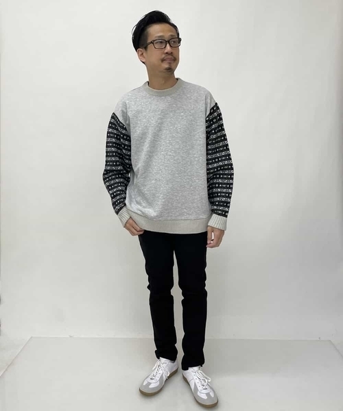 a.v.v（アーヴェヴェ）の「フェアアイル柄切替プルオーバー（スウェット・メンズ・ライトグレー/ブラック・48/50/44/46）」の8枚目の写真