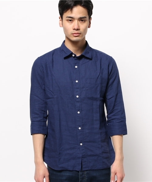 CIAOPANIC（チャオパニック）の「【Ciaopanic】　麻レーヨンシャツ7S（シャツ/ブラウス・メンズ・ホワイト/マスタード/ネイビー・MEDIUM/SMALL/LARGE）」の4枚目の写真