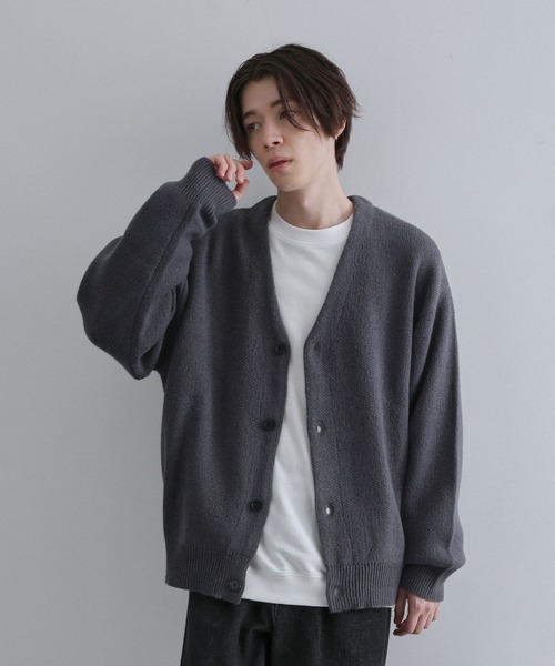 JUNRED（ジュンレッド）の「スフレニットカーディガン（カーディガン/ボレロ・メンズ・グリーン/チャコールグレー/ブラック/ベージュ・M/L/LL）」の2枚目の写真