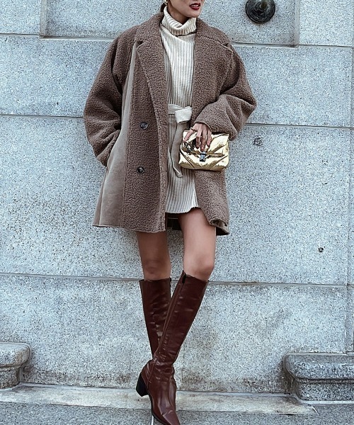 esutoreja（エストレジャ）の「タイフロントニットワンピース（ワンピース・レディース・ブラック/ベージュ/カーキ・FREE）」の12枚目の写真