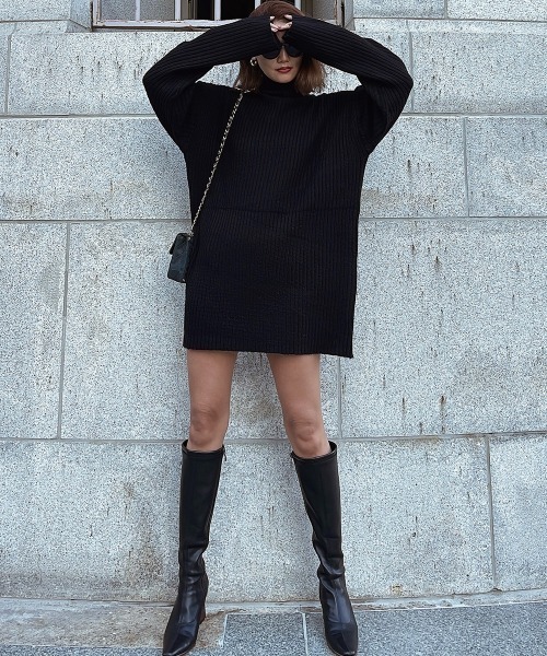 esutoreja（エストレジャ）の「タイフロントニットワンピース（ワンピース・レディース・ブラック/ベージュ/カーキ・FREE）」の10枚目の写真