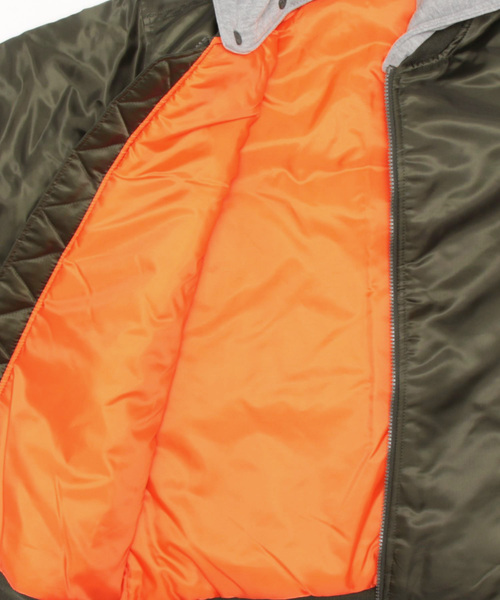 Right-on(ライトオン)の「フード付きMA-1(MA-1・メンズ・オリーブ/ブラック・M/L/XL)」の6枚目の写真