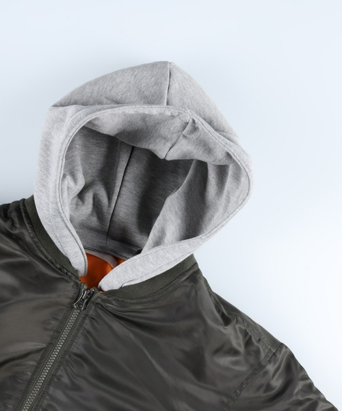 Right-on(ライトオン)の「フード付きMA-1(MA-1・メンズ・オリーブ/ブラック・M/L/XL)」の12枚目の写真
