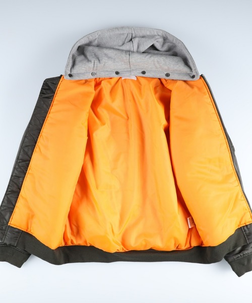 Right-on(ライトオン)の「フード付きMA-1(MA-1・メンズ・オリーブ/ブラック・M/L/XL)」の14枚目の写真