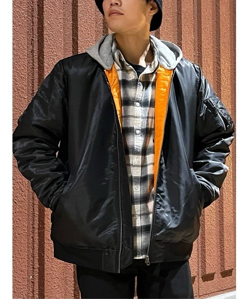 Right-on(ライトオン)の「フード付きMA-1(MA-1・メンズ・オリーブ/ブラック・M/L/XL)」の19枚目の写真