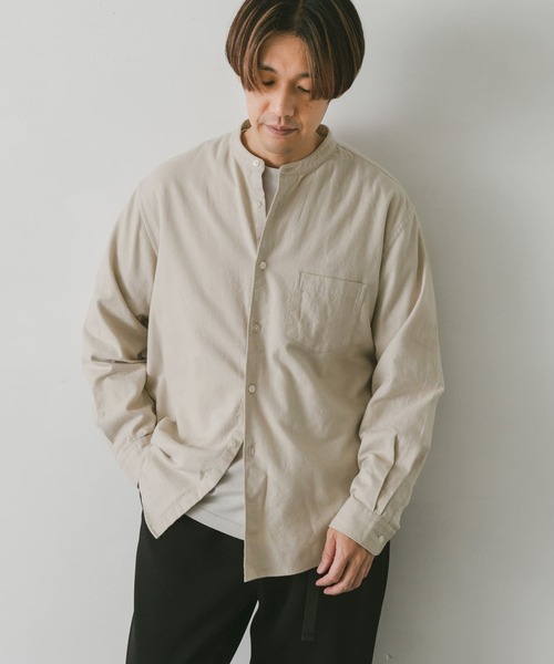 URBAN RESEARCH DOORS（アーバンリサーチドアーズ）の「ネルバンドカラーシャツ（シャツ/ブラウス・メンズ・チャコールグレー/ブラウン系その他/ライトベージュ/グリーン/グリーン系その他・MEDIUM/LARGE）」の7枚目の写真