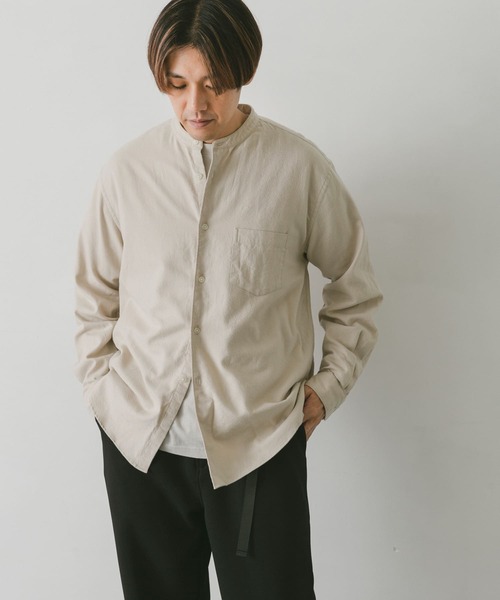 URBAN RESEARCH DOORS（アーバンリサーチドアーズ）の「ネルバンドカラーシャツ（シャツ/ブラウス・メンズ・チャコールグレー/ブラウン系その他/ライトベージュ/グリーン/グリーン系その他・MEDIUM/LARGE）」の8枚目の写真