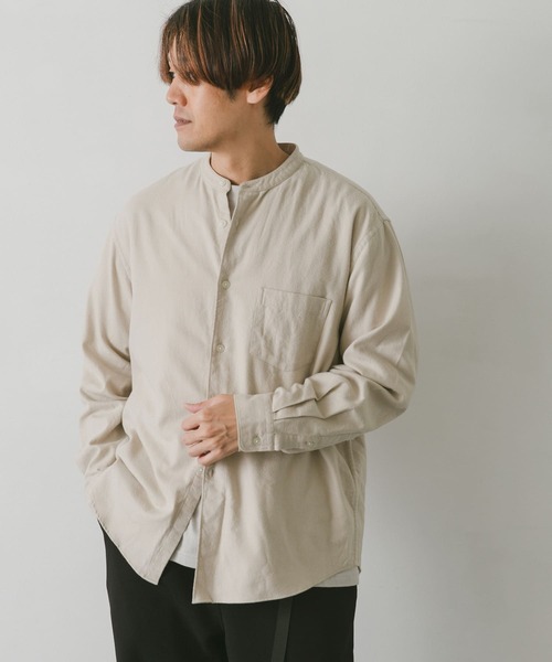 URBAN RESEARCH DOORS（アーバンリサーチドアーズ）の「ネルバンドカラーシャツ（シャツ/ブラウス・メンズ・チャコールグレー/ブラウン系その他/ライトベージュ/グリーン/グリーン系その他・MEDIUM/LARGE）」の9枚目の写真