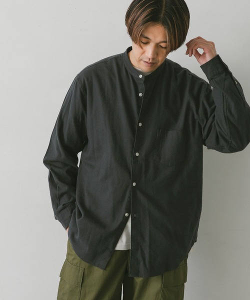 URBAN RESEARCH DOORS（アーバンリサーチドアーズ）の「ネルバンドカラーシャツ（シャツ/ブラウス・メンズ・チャコールグレー/ブラウン系その他/ライトベージュ/グリーン/グリーン系その他・MEDIUM/LARGE）」の12枚目の写真