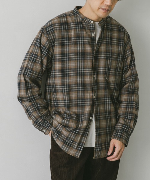 URBAN RESEARCH DOORS（アーバンリサーチドアーズ）の「ネルバンドカラーシャツ（シャツ/ブラウス・メンズ・チャコールグレー/ブラウン系その他/ライトベージュ/グリーン/グリーン系その他・MEDIUM/LARGE）」の20枚目の写真