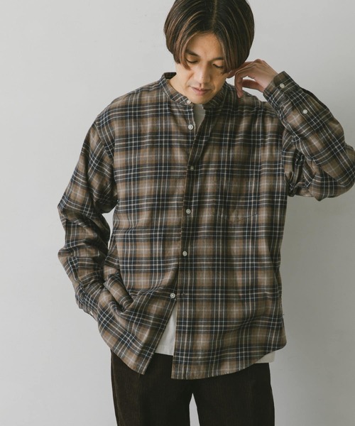 URBAN RESEARCH DOORS（アーバンリサーチドアーズ）の「ネルバンドカラーシャツ（シャツ/ブラウス・メンズ・チャコールグレー/ブラウン系その他/ライトベージュ/グリーン/グリーン系その他・MEDIUM/LARGE）」の21枚目の写真