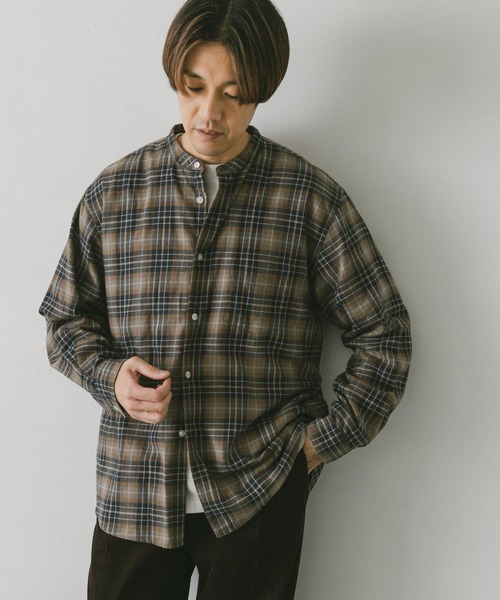URBAN RESEARCH DOORS（アーバンリサーチドアーズ）の「ネルバンドカラーシャツ（シャツ/ブラウス・メンズ・チャコールグレー/ブラウン系その他/ライトベージュ/グリーン/グリーン系その他・MEDIUM/LARGE）」の22枚目の写真