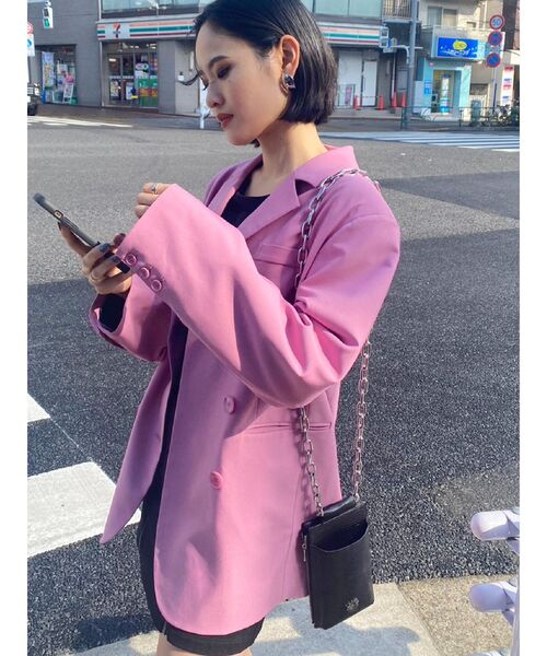 EVRIS（エヴリス）の「オーバーサイズジャケット（テーラードジャケット・レディース・ブラック/ピンク/グリーン・FREE）」の3枚目の写真