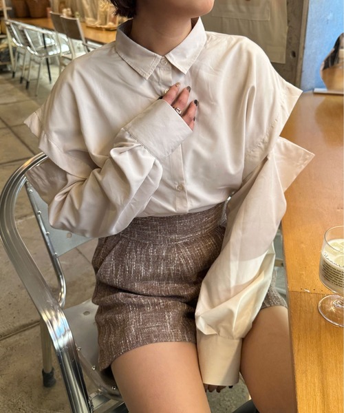 Ambre Ciel(アンブルシエル)の「2WAYショルダースリットシャツ/【WEB/EC限定商品】(シャツ/ブラウス・レディース・アイボリー/ブラック・FREE)」の12枚目の写真