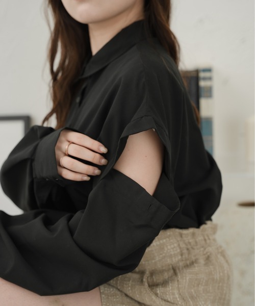 Ambre Ciel(アンブルシエル)の「2WAYショルダースリットシャツ/【WEB/EC限定商品】(シャツ/ブラウス・レディース・アイボリー/ブラック・FREE)」の10枚目の写真