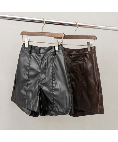 SpRay（スプレイ）の「エコレザーショーパン（その他パンツ・レディース・ブラック/ダークブラウン・FREE）」の3枚目の写真