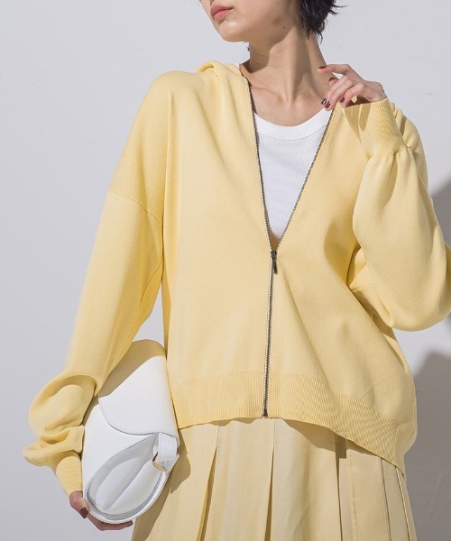 MAYSON GREY(メイソングレイ)の「【BIOGRACE】フーディジップニット(ニット/セーター・レディース・イエロー/ピンク/グリーン/ライトブルー・S/M)」の5枚目の写真