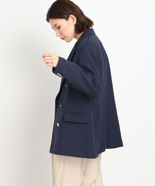 DRESKIP（ドレスキップ）の「◆【ON・OFF問わず羽織ればキマる】ゴールドボタン テーラード ジャケット（テーラードジャケット・レディース・ベージュ/ネイビー・02/03）」の4枚目の写真
