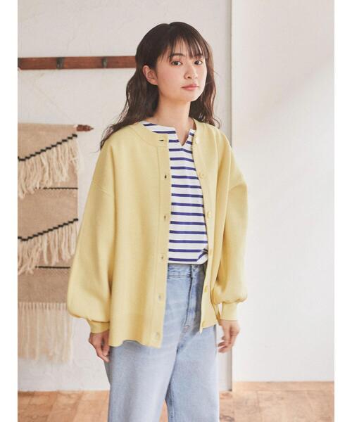 earth music&ecology（アースミュージックアンドエコロジー）の「スポンディッシュミドル丈カーディガン（カーディガン/ボレロ・レディース・イエロー/ブラック/アイボリー/ブルー・FREE）」の7枚目の写真