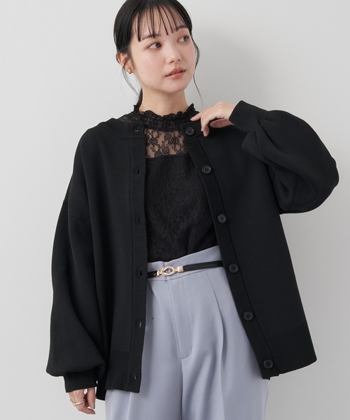 earth music&ecology（アースミュージックアンドエコロジー）の「スポンディッシュミドル丈カーディガン（カーディガン/ボレロ・レディース・イエロー/ブラック/アイボリー/ブルー・FREE）」の2枚目の写真