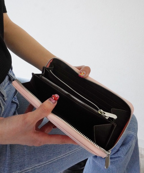 大容量 長財布 ラウンドファスナー PUレザー 【 ライチ柄 】（財布