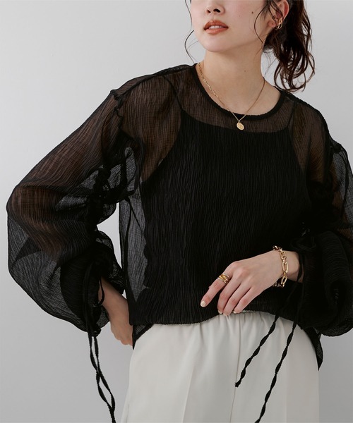 ｼｱｰﾌﾟﾘｰﾂ袖ﾄﾞﾛｽﾄﾌﾞﾗｳｽ