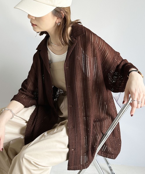 Java（ジャバ）の「《JaVa ジャバコラボ》大人の上級見え。レース開襟シャツ（シャツ/ブラウス・メンズ・ブラウン/ブラック/グリーン/グレー/レッド・X-LARGE/SMALL/MEDIUM/LARGE）」の4枚目の写真