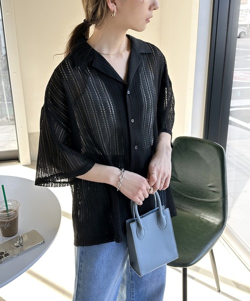 Java（ジャバ）の「《JaVa ジャバコラボ》大人の上級見え。レース開襟シャツ（シャツ/ブラウス・メンズ・ブラウン/ブラック/グリーン/グレー/レッド・X-LARGE/SMALL/MEDIUM/LARGE）」の6枚目の写真