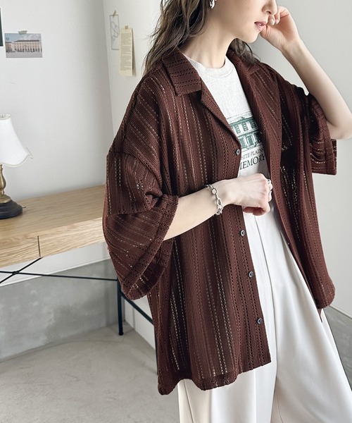 Java（ジャバ）の「《JaVa ジャバコラボ》大人の上級見え。レース開襟シャツ（シャツ/ブラウス・メンズ・ブラウン/ブラック/グリーン/グレー/レッド・X-LARGE/SMALL/MEDIUM/LARGE）」の17枚目の写真