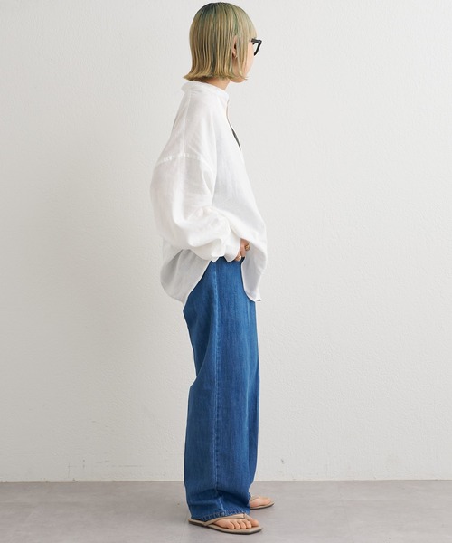 CIAOPANIC TYPY（チャオパニックティピー）の「リネンレーヨンバンドカラースキッパービッグシャツ（シャツ/ブラウス・メンズ・ブラック/ブルー/オフホワイト・MEDIUM/LARGE）」の17枚目の写真