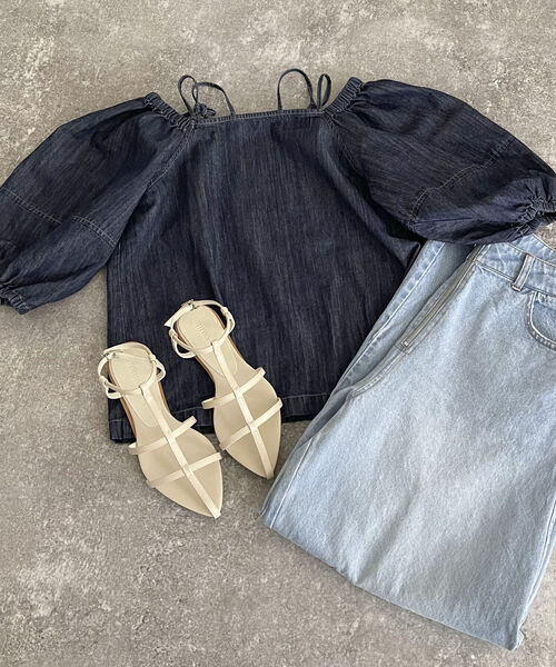 fredy emue(フレディエミュ)の「ヌードストラップフラットサンダル(サンダル・レディース・アイボリー/ブラック・S/M/L)」の7枚目の写真