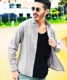 jiggys shop | ストレッチ綿麻 長袖パナマ リネンシャツ(シャツ/ブラウス)