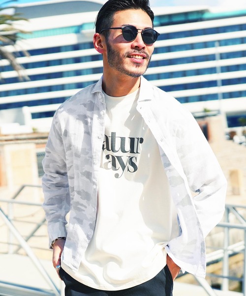 jiggys shop（ジギーズショップ）の「ストレッチ綿麻 長袖パナマ リネンシャツ（シャツ/ブラウス・メンズ・ブルー系その他/グレー系その他2/ブルー系その他3/グレー系その他4/ブルー系その他2/ベージュ系その他/ホワイト系その他/グレー系その他/グレー系その他3/ホワイト系その他2・MEDIUM/X-LARGE/SMALL/LARGE）」の3枚目の写真