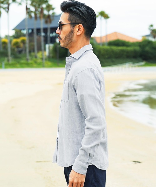 jiggys shop（ジギーズショップ）の「ストレッチ綿麻 長袖パナマ リネンシャツ（シャツ/ブラウス・メンズ・ブルー系その他/グレー系その他2/ブルー系その他3/グレー系その他4/ブルー系その他2/ベージュ系その他/ホワイト系その他/グレー系その他/グレー系その他3/ホワイト系その他2・MEDIUM/X-LARGE/SMALL/LARGE）」の18枚目の写真