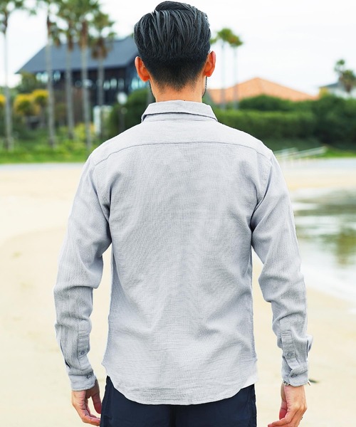 jiggys shop（ジギーズショップ）の「ストレッチ綿麻 長袖パナマ リネンシャツ（シャツ/ブラウス・メンズ・ブルー系その他/グレー系その他2/ブルー系その他3/グレー系その他4/ブルー系その他2/ベージュ系その他/ホワイト系その他/グレー系その他/グレー系その他3/ホワイト系その他2・MEDIUM/X-LARGE/SMALL/LARGE）」の19枚目の写真