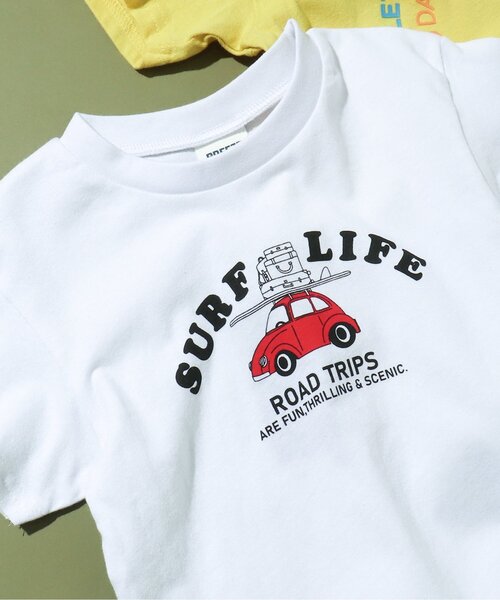 BREEZE(ブリーズ)の「【WEB限定/8柄展開】カラバリプリント半袖Tシャツ(Tシャツ/カットソー・キッズ・ベージュ/オフホワイト/ミント/チャコール/レモンイエロー/ピンク/パープル/レッド・100/140/80/110/120/130/90)」の2枚目の写真