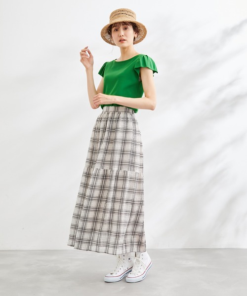 ROPE' PICNIC（ロペピクニック）の「シアーチェックスカート（スカート・レディース・クリーム/ブラック系その他/ブラウン系その他・38）」の4枚目の写真