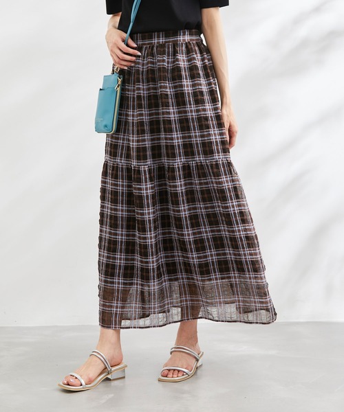 ROPE' PICNIC（ロペピクニック）の「シアーチェックスカート（スカート・レディース・クリーム/ブラック系その他/ブラウン系その他・38）」の16枚目の写真