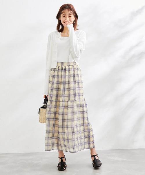 ROPE' PICNIC（ロペピクニック）の「シアーチェックスカート（スカート・レディース・クリーム/ブラック系その他/ブラウン系その他・38）」の13枚目の写真